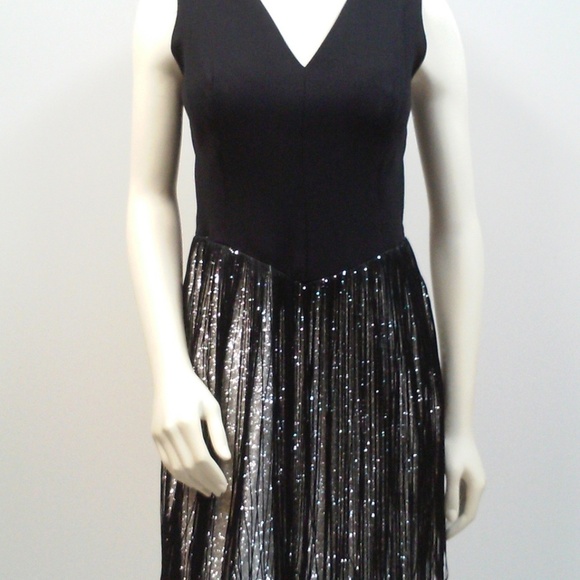 Vintage 60s Black Fringe Dress Pencil Wiggle Flapper Cocktail Dress Silv…